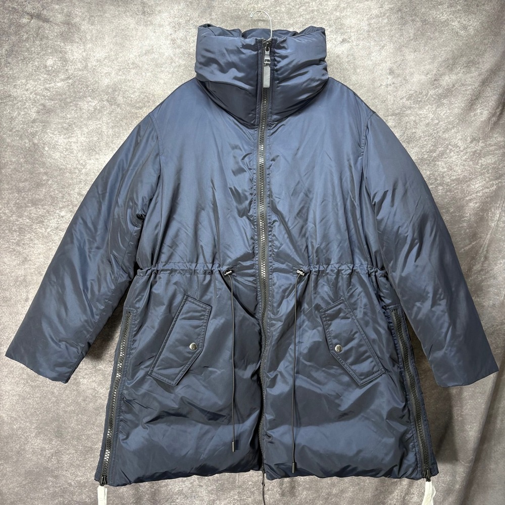 Club Monaco Trapeze Puffer Coat Unisex Size S Navy Blue Funnel‎ Neck